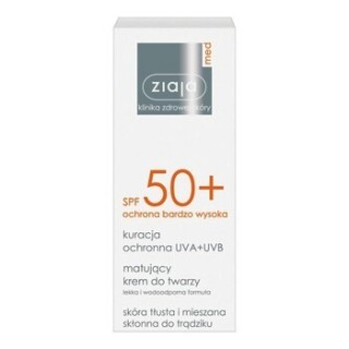 Ziaja Med Kuracja ochronna Krem do twarzy matujący SPF50+ 50 ml