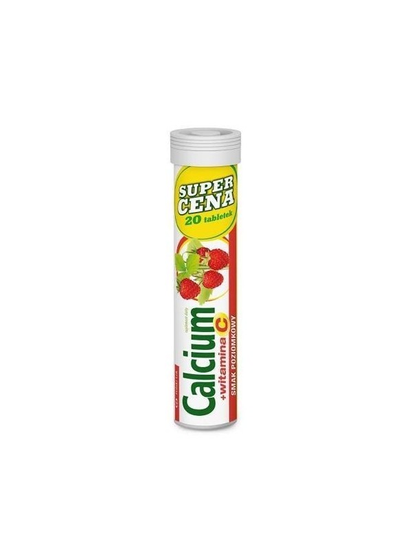 Calcium 300+ vitamin C wild strawberry 20 effervescent tablets