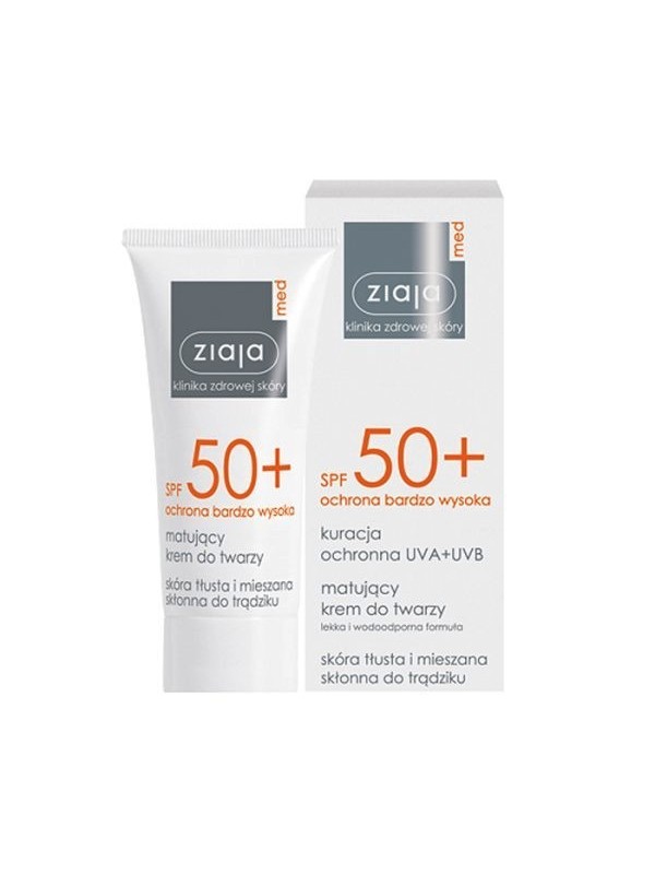 Ziaja Med SPF 50+ Krem do twarzy matujący cera tłusta i mieszana skłonna do tradziku 50 ml