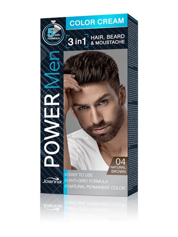 Joanna Power Men Cream Color 3in1 - men's hair, beard and mustache dye - /04/ Natural Brown