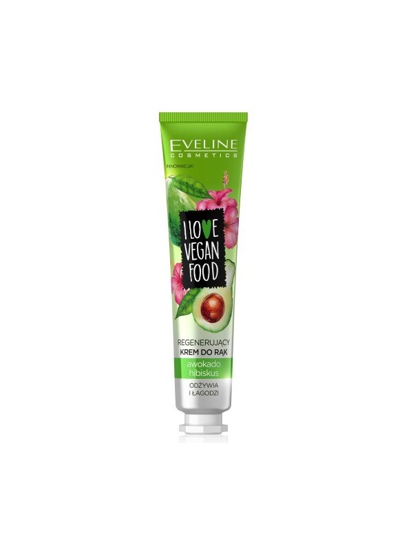 Eveline I LOVE VEGAN FOOD Hand cream regenerating Avocado and Hibiscus 50 ml