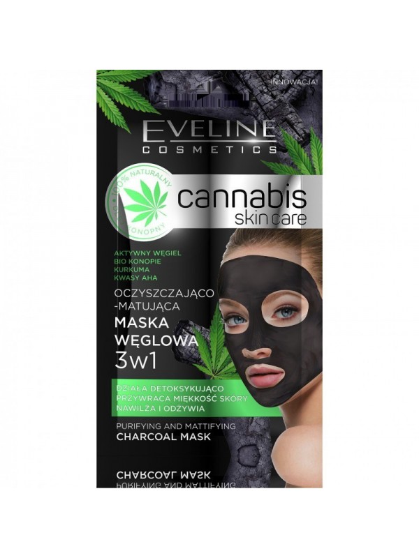 Eveline Cannabis 3in1 Cleansing and matting carbon face mask 7 ml