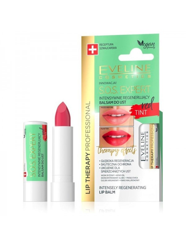 Eveline Lip Therapy SOS EXPERT regenerating lip balm red color 4 g