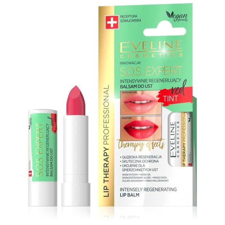 Eveline Lip Therapy SOS EXPERT regenerating lip balm red color 4 g