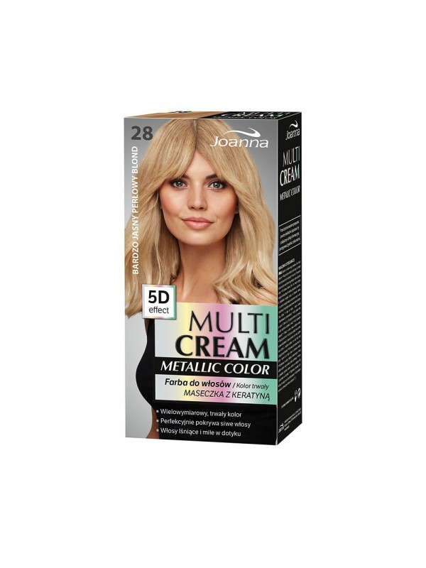 Joanna Multi Cream Color Metallic Farba do włosów /28/ Bardzo jasny perłowy blond