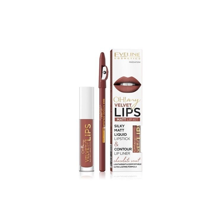 Eveline OH My Lips Matt liquid lipstick 4, 5 ml + Lip liner set /12/ Praline Eclair