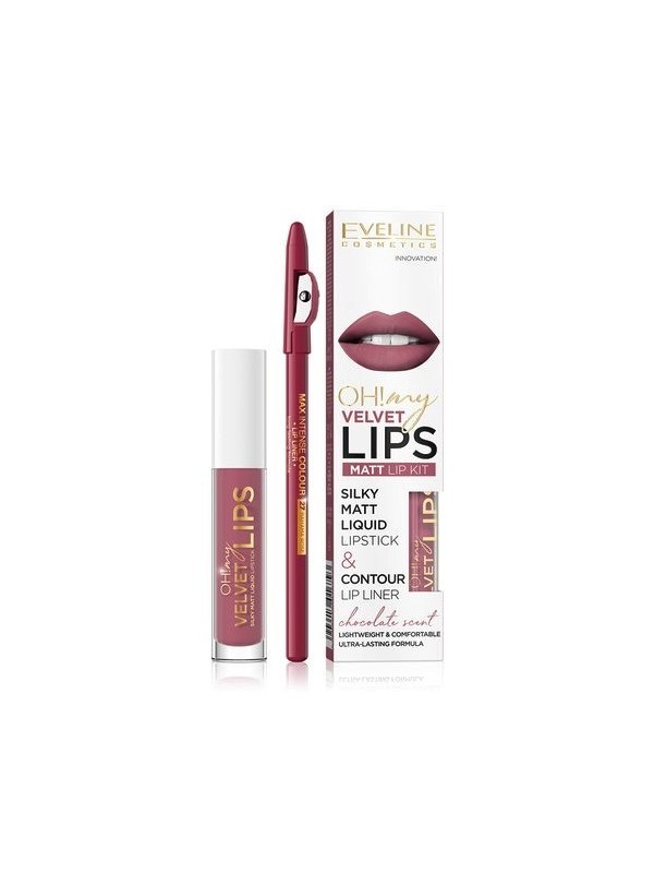 Eveline OH My Lips Matt liquid lipstick 4,5 ml + Lip liner set /13/ Brownie Biscotti