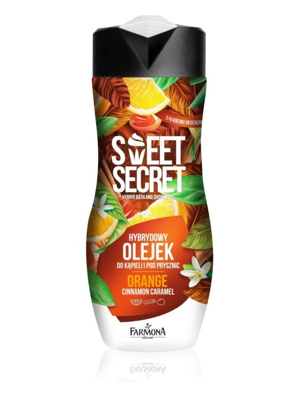 Farmona Sweet Secret Olejek do kąpieli i pod prysznic hybrydowy z 1/4 kremu regenerującego orange cynamon karmel 300 ml