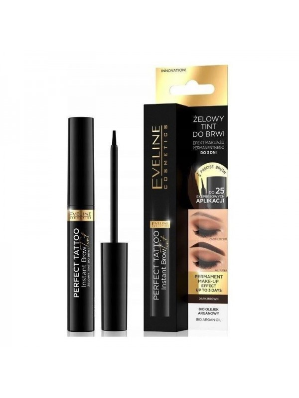 Eveline Perfect Tattoo DARK BROWN eyebrow gel tint 6 ml