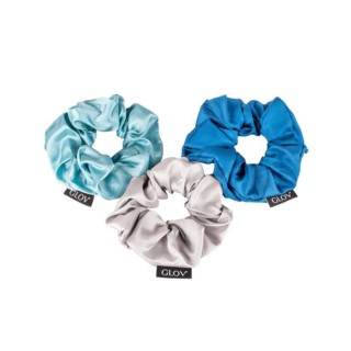 GLOV Scrunchie Satin Blue Gumki do włosów 3-pak