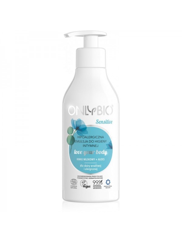 ONLYBIO Sensitive Hipoalergiczna Emulsja do higieny intymnej Kwas mlekowy & Aloes 250 ml