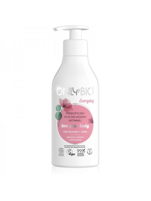 ONLYBIO Everyday Prebiotyczny Płyn do higieny intymnej Kwas mlekowy & Lewan 250 ml