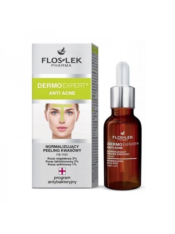 Floslek DERMOEXPERT ANTI ACNE normalizujący Peeling kwasowy na noc 30 ml