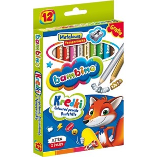 BAMBINO Wooden-framed crayons, 12 colors + sharpener