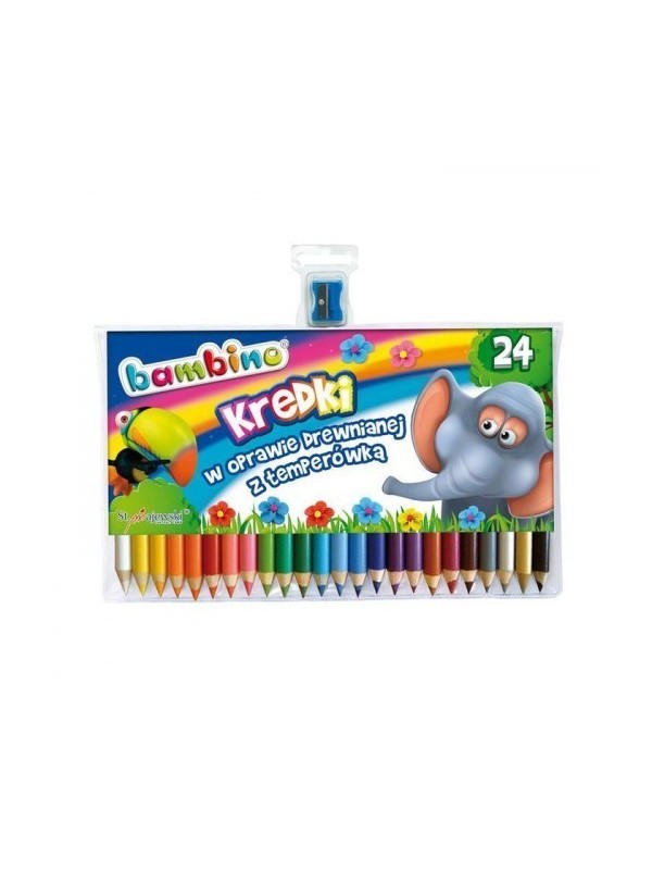 BAMBINO Crayons in a wooden frame, 24 colors + sharpener