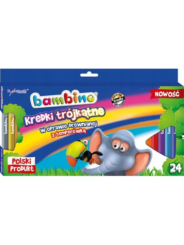 BAMBINO Kredki trójkątne 24 kolory + temprerówka