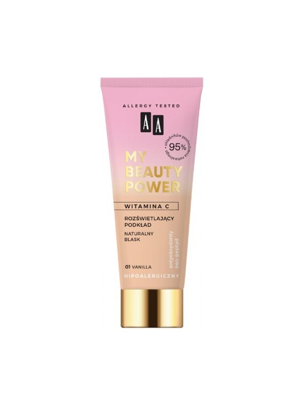 AA MY BEAUTY POWER rozświetlający Podkład naturalny blask /02/ Nude 30 ml