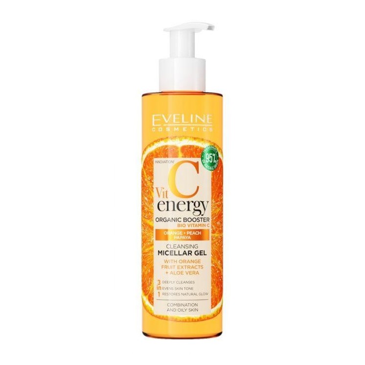 Eveline Vit C Energy Organic Booster oczyszczający Żel micelarny do skóry mieszanej i tłustej 200 ml