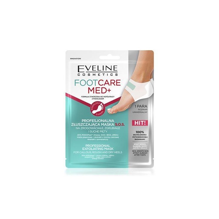Eveline Footcare Med+ Professional exfoliating SOS Mask for calloused, thickened and dry heels 1 pair(31-05-2025)