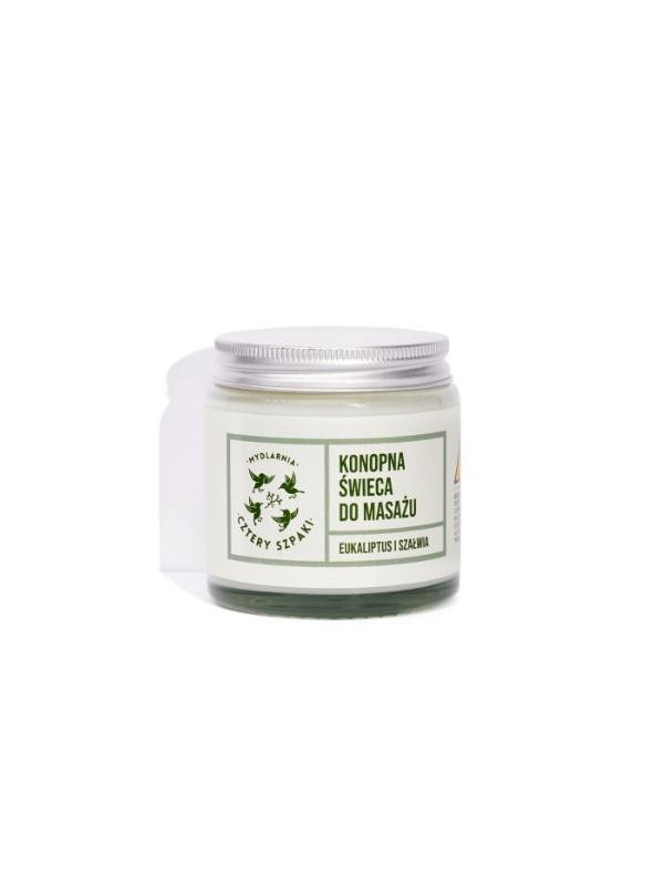 Mydlarnia Cztery Szpaki hemp Massage candle Eucalyptus and Sage 100 g