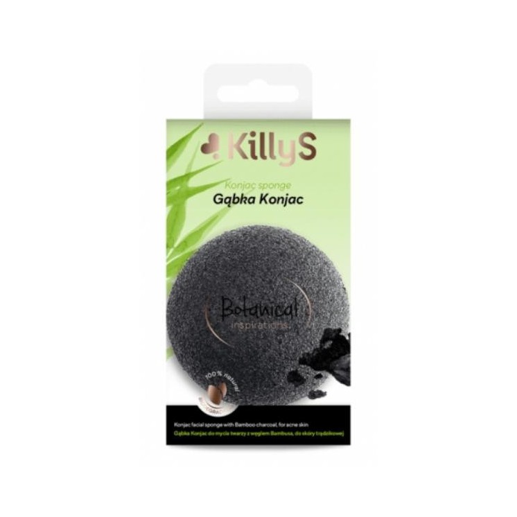 KillyS Botanical Inspirations Konjac face wash sponge with bamboo charcoal for acne skin 1 piece