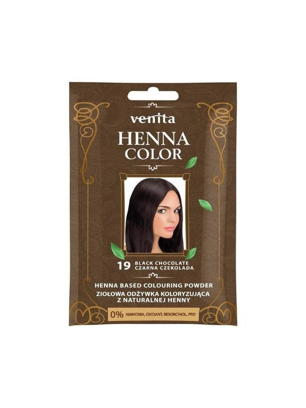 Venita Henna Color ziołowa Odżywka koloryzująca z naturalnej henny /19/ Czarna Czekolada 25 g