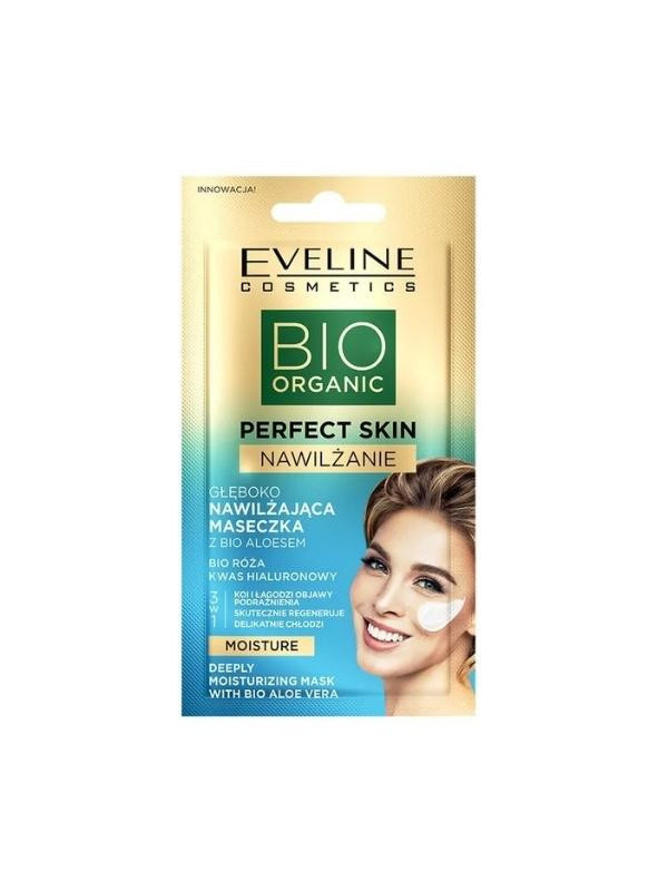 Eveline Bio Organic Perfect Skin głęboko nawilżająca Maseczka do twarzy z Bio Aloesem 8 ml