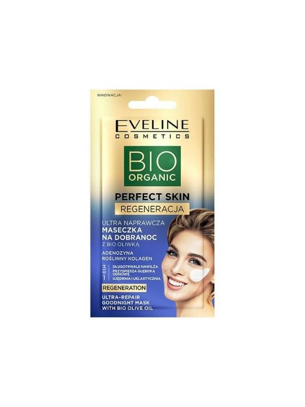 Eveline Bio Organic Perfect Skin ultra naprawcza Maseczka do twarzy na dobranoc z Bio Oliwką 8 ml