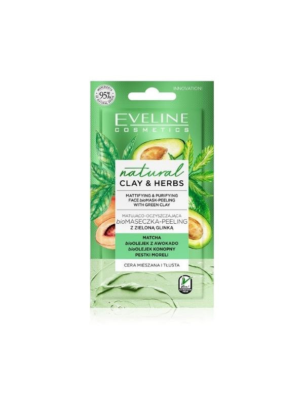 Eveline Natural Clay&Herbs matująco-oczyszczająca Biomaseczka z zieloną Glinką 8 ml