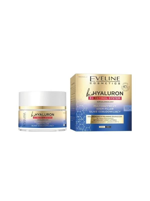 Eveline BioHyaluron 3x Retinol System 60+ multi-nourishing Cream-Filler strongly rebuilding 50 ml