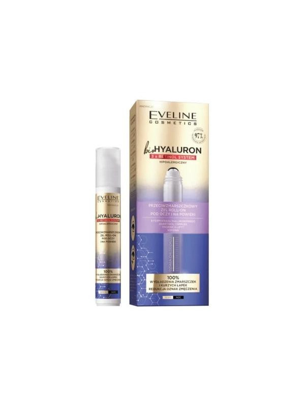 Eveline BioHyaluron 3x Retinol System przeciwzmarszczkowy Roll-on pod oczy i na powieki 15 ml