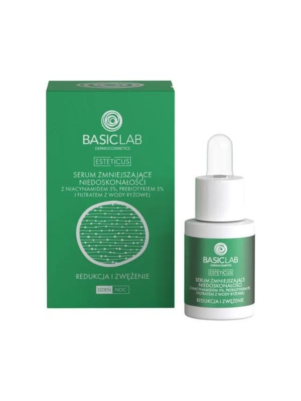 BasicLab Esteticus Serum do twarzy zmiejszające niedoskonałości z Niacynamidem 5% Redukcja i Zwężenie 15 ml