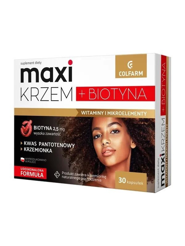 Maxi Krzem + Biotyna 30 twardych kapsułek