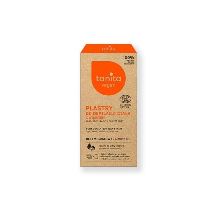 Tanita Vegan Plastry z woskiem do depilacji ciała 12 plastrów