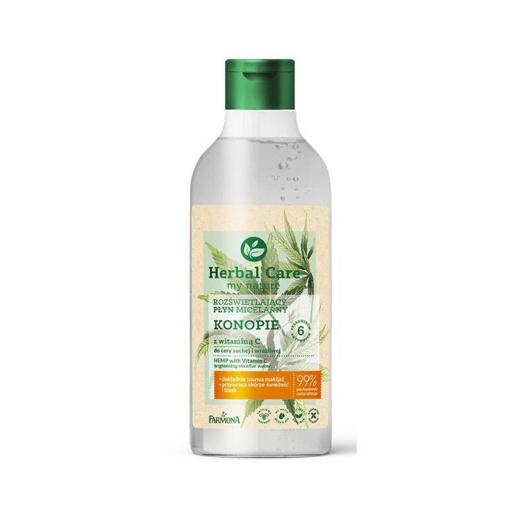 Farmona Herbal Care rozświetlający Płyn micelarny Konopie z Witaminą C do cery bardzo suchej
