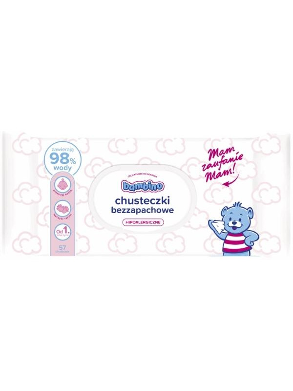 Bambino Unscented wipes for mouth and hands from the first days of life 57 pieces