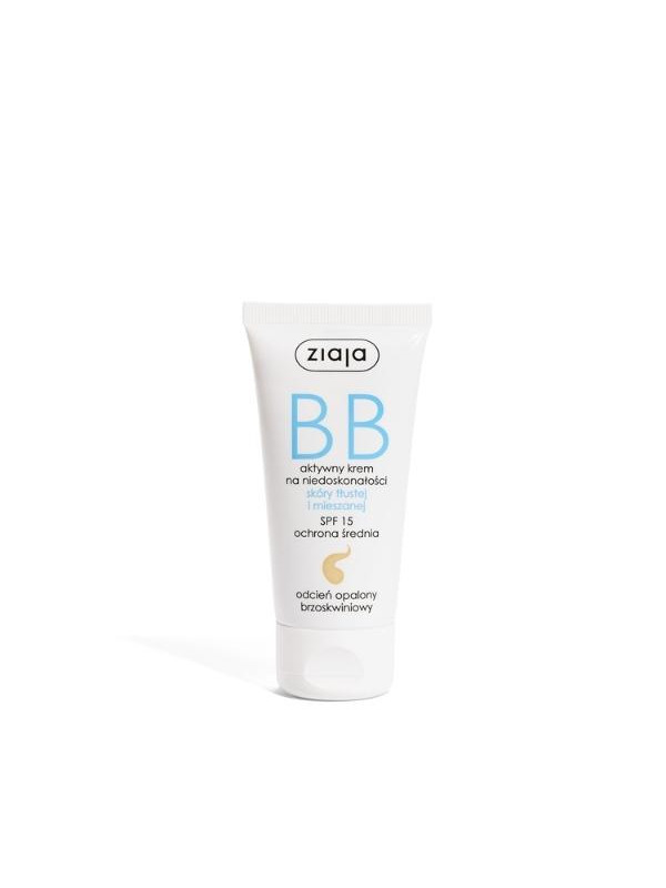 Ziaja BB active Cream for imperfections of oily and combination skin, tanned peach shade, 50 ml