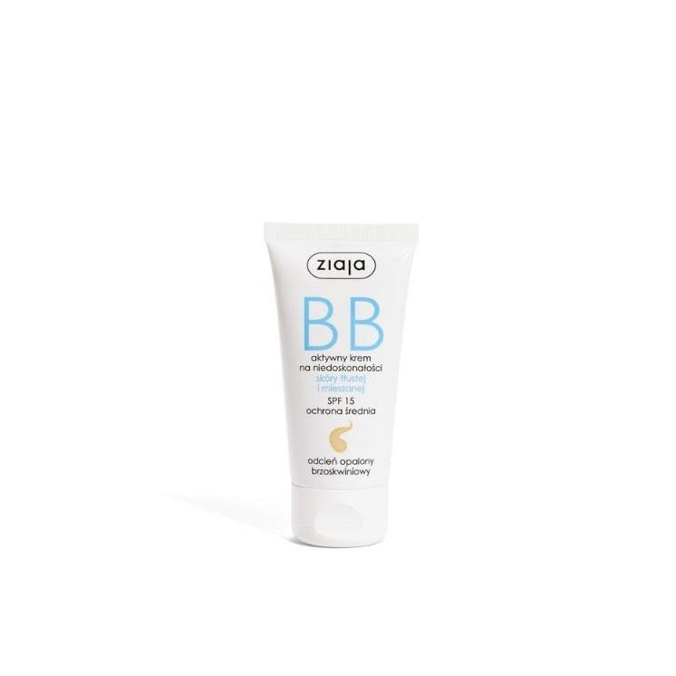 Ziaja BB aktywny Krem na niedoskonałości skóry tłustej i mieszanej odcień opalony brzoskwiniowy 50 ml