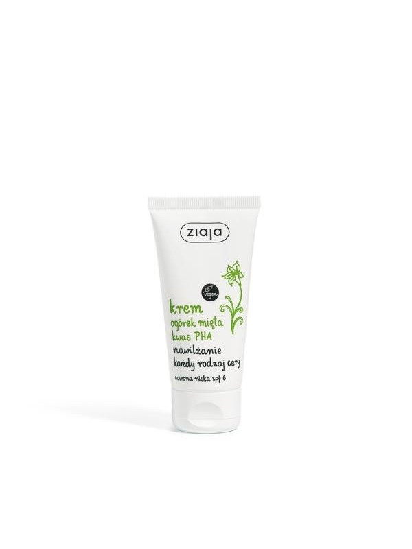 Ziaja Cucumber Mint Face Cream PHA acid moisturizing protection low SPF6 50 ml