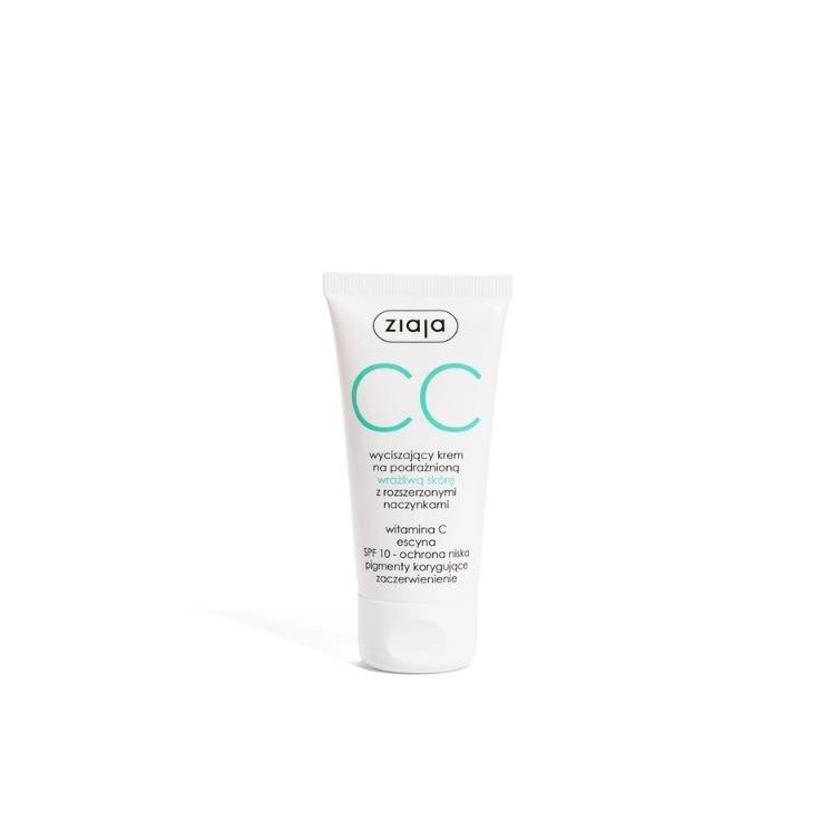 Ziaja CC wyciszający Krem do twarzy na podrażnioną wrażliwą skórę z rozszerzonymi naczynkami SPF10 ochrona niska 50 ml