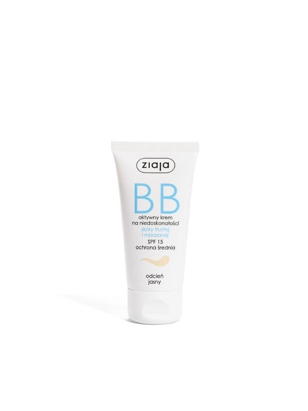 Ziaja BB active face cream against imperfections for oily and combination skin SPF15 light shade 50 ml