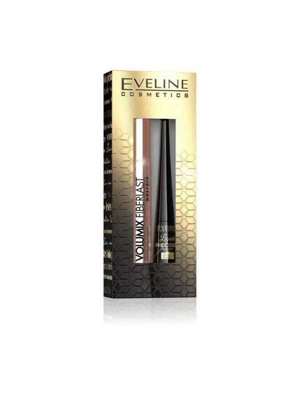 Eveline Zestaw prezentowy Volumix Fiberlast Tusz do rzęs + Eyeliner czarny