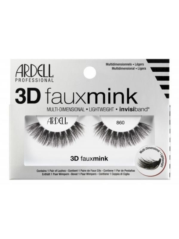 Ardell Faux Mink 3D Rzęsy na pasku /860/ Black 1 para