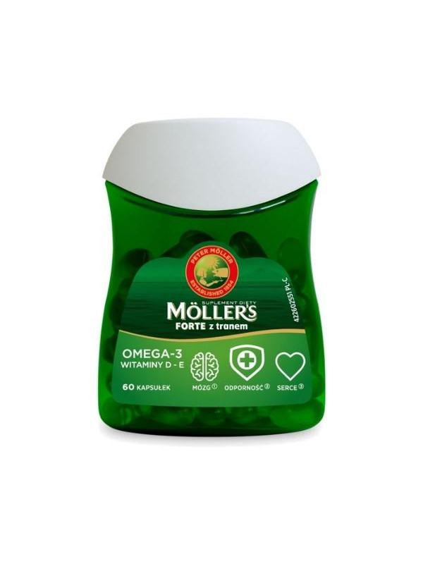 Moller's Forte z tranem Omega-3 suplement diety 60 kapsułek