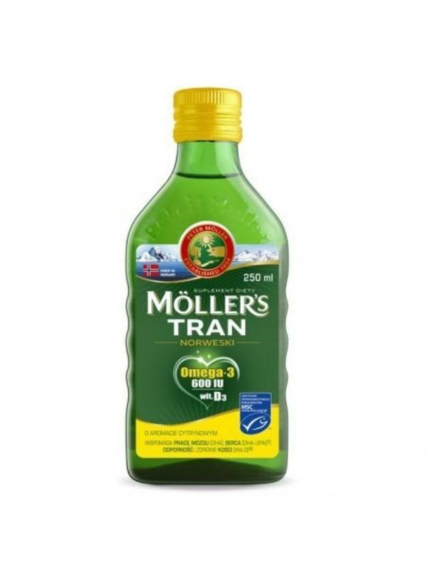 Moller's Tran norweski Omega-3 o aromacie cytrynowym 250 ml