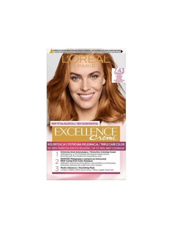 L'oreal Excellence Creme Farba do włosów /7.43/ Blond Miedziano-złocisty