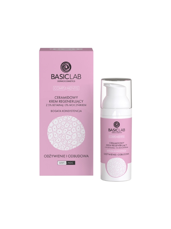 BasicLab Complementis Ceramide Regenerating Cream with 5 % Betaine and 3% Urea with a rich consistency 50 ml