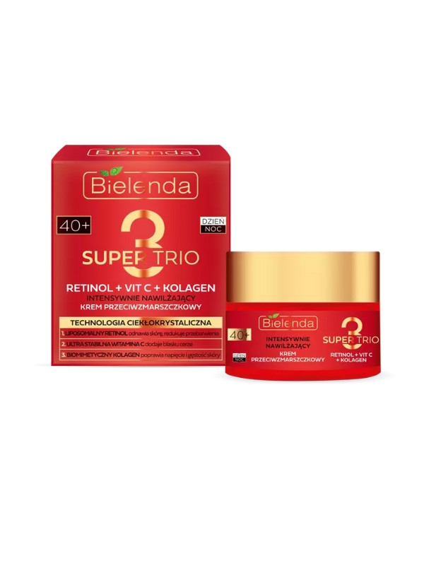 Bielenda Super Trio Retinol + Vit C + Collagen Intensively moisturizing Anti-wrinkle cream 40+ day/night 50 ml