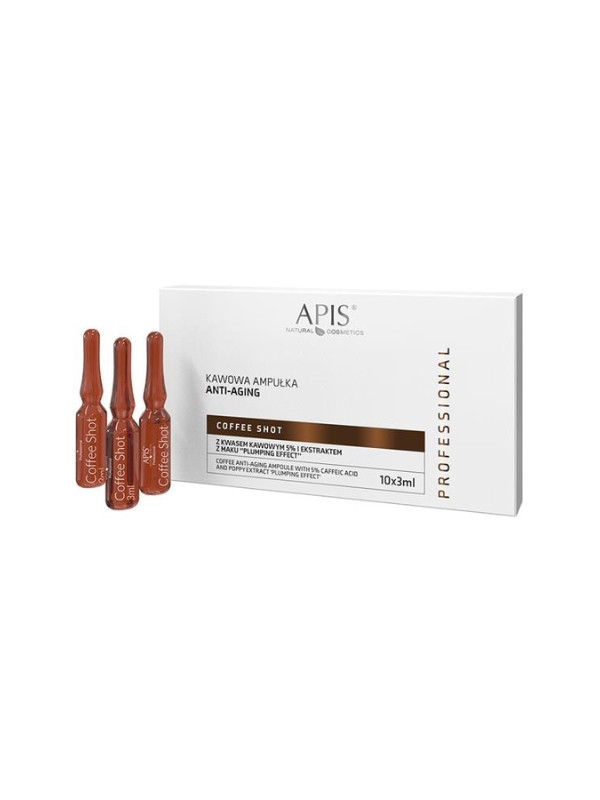 Apis Coffee Shot Coffee Ampoule Anti-aging with caffeic acid and poppy seed extract "Plumping Effect" 10 x 3, 5 ml