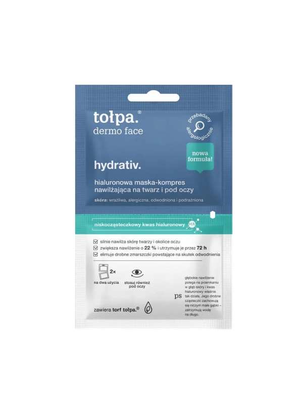 Tołpa Dermo Face Hydrativ. hyaluronic mask-compress moisturizing for the face and under the eyes 2x6 ml